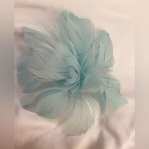 Petite Pale aqua blue Feather Fascinator Hair Clip, brooch pin. Hat clip